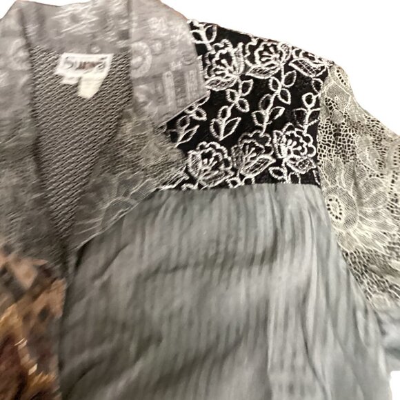 VTG Surya M BOHO Patchwork Cropped Jacket Mixed Media Beaded Embroidered 184B - Picture 8 of 10